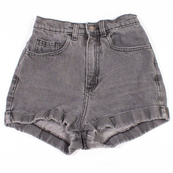 American Apparel Grey High Waist Denim Jean Shorts Size 25 - Picture 2 of 3